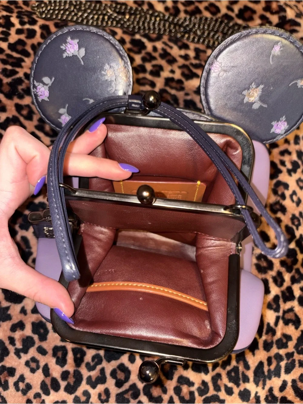 Coach x Disney limited edition mickey mouse kisslock purse with crossbody strap